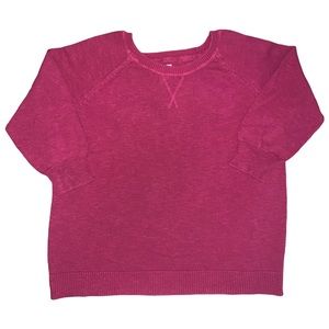 Basic Berry Red 3/4 Sleeve Knit Sweater